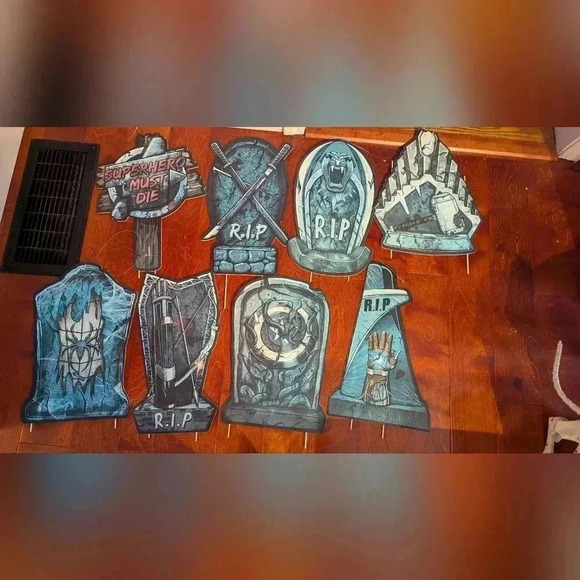 Marvel Other - Marvel Superhero Graveyard Halloween Decoration Signs (EUC)